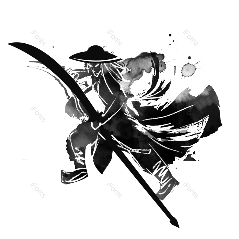 水墨图片,墨迹元素,古风人物PNG,剪影免抠素材